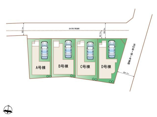 大田区大森北3丁目　新築戸建　全4棟の区画図|全体区画図

現地ご見学希望・資料請求などお気軽にお問い合わせ下さい！
03-5990-5201