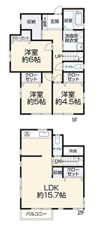 【間取り】 | 伊勢原市岡崎 中古戸建て | 3LDK　水回り一新　広々庭付き　土地面積51.7坪（路地状部分敷地含む）