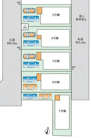 宝塚市山本野里　第1期　新築一戸建ての区画図|全5区画