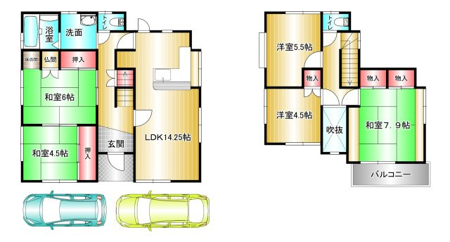 和歌山市布施屋　中古一戸建ての間取り