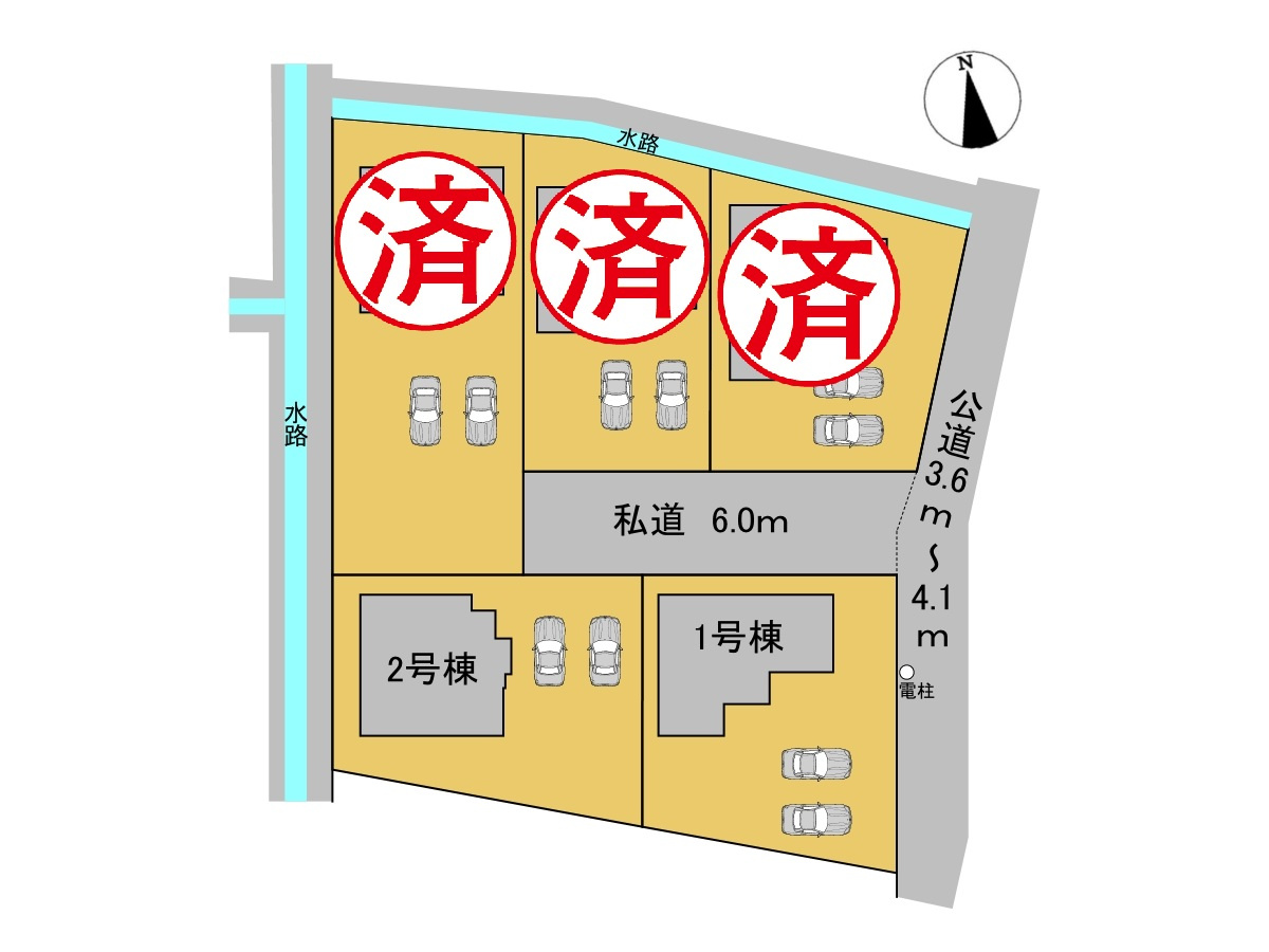 タマタウン　羽島市江吉良町　全5区画分譲の区画図|■区画図
■YAMADA電機の　ヤマダ不動産　株式会社リライフ　
いつでもお問合わせ下さい。