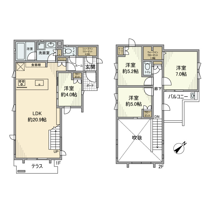 亀井野戸建の間取り