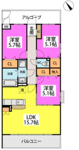 アルテハイム宮ノ陣Ⅱ【キャッシュバック対象物件】の間取り