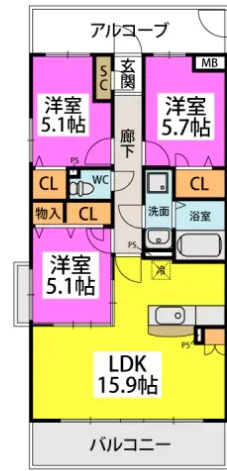 ソレアード【キャッシュバック対象物件】の間取り