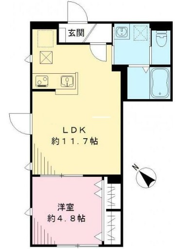 ビオス中央の間取り|南西向き角部屋の1LDK