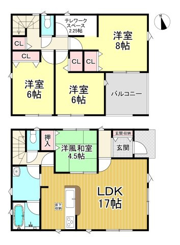 常滑市大野町7丁目　全2棟　1号棟の間取り|4LDK+テレワークスペース☆