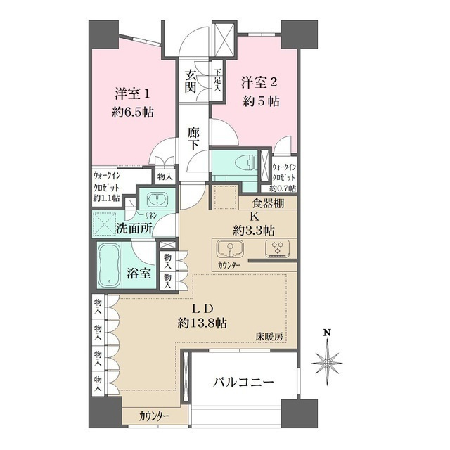 新宿区山吹町の賃貸マンションの間取り