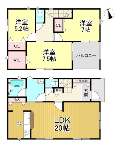 常滑市大野町7丁目　全2棟　2号棟の間取り|3LDK+WIC☆
