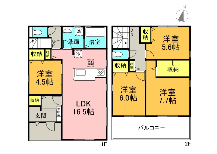 碧南市池下町　新築戸建＜３号棟＞の間取り|4LDK＋WIC