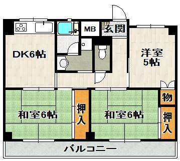 ビレッジハウス山本の間取り|浴室入替・エアコン２基設置のモデルです
