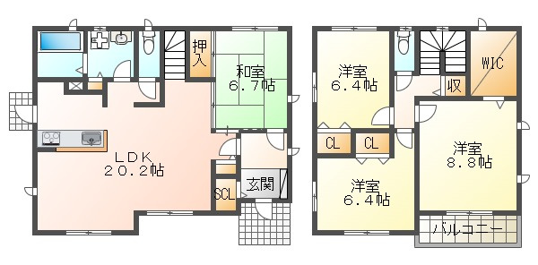 舞多聞西7丁目戸建の間取り
