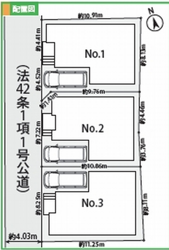 【仲介手数料０円】茅ヶ崎市共恵1丁目　新築一戸建て　全３号棟の区画図|【仲介手数料０円】茅ヶ崎市共恵1丁目　新築一戸建て　全3棟