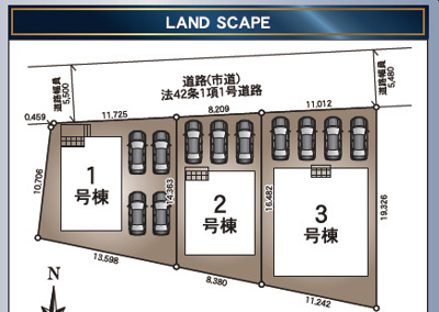 【区画図】 | 竹松本町第一　新築建売　4LDK＋テレワークルーム　　1号棟　 | １号棟
※駐車台数は車種によります