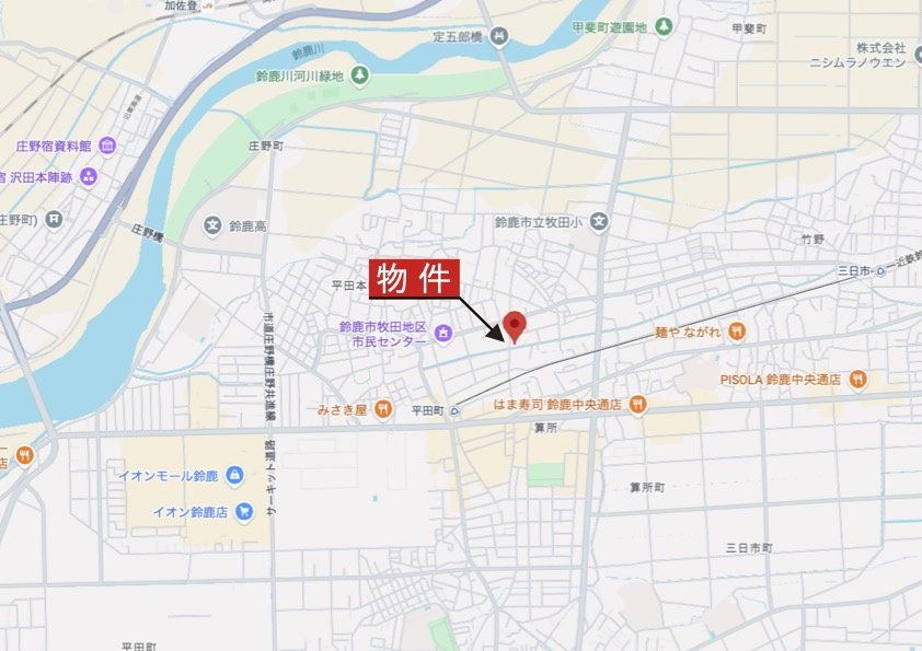 鈴鹿市岡田2丁目《丸美ロイヤル平田》の地図|広域Map