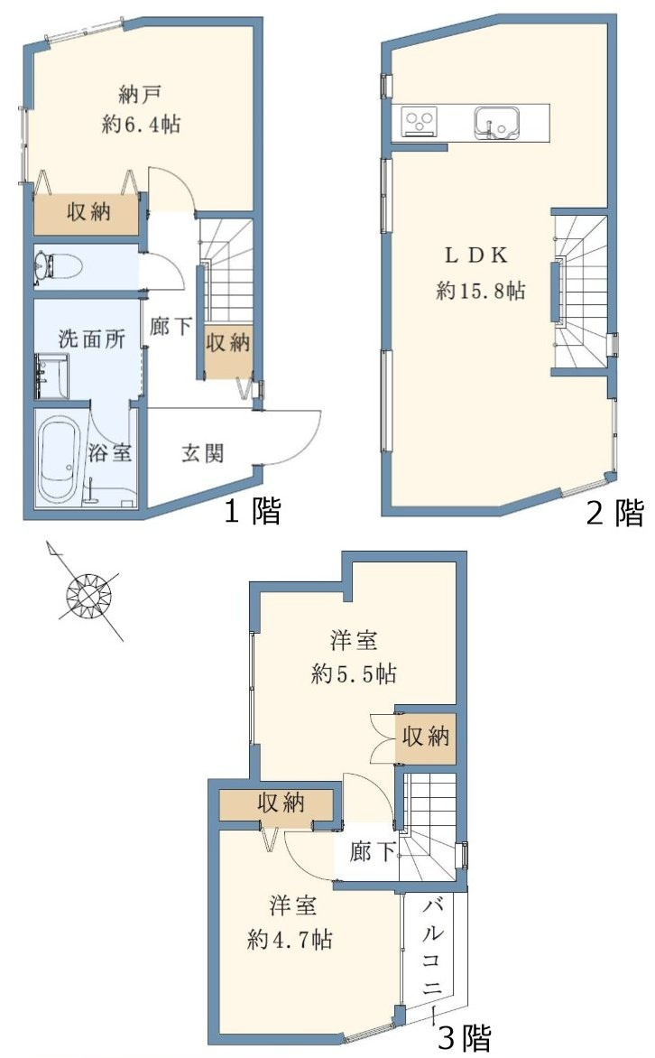 杉並区高円寺南5丁目 総武中央線 高円寺駅 新築戸建の間取り