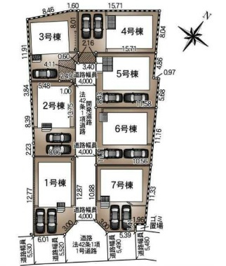 三郷市彦糸1丁目　全7棟　新築戸建　1号棟の区画図|協定道路を新設した全7棟の新築分譲住宅です