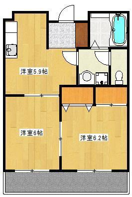 熊本市中央区薬園町の賃貸マンションの間取り