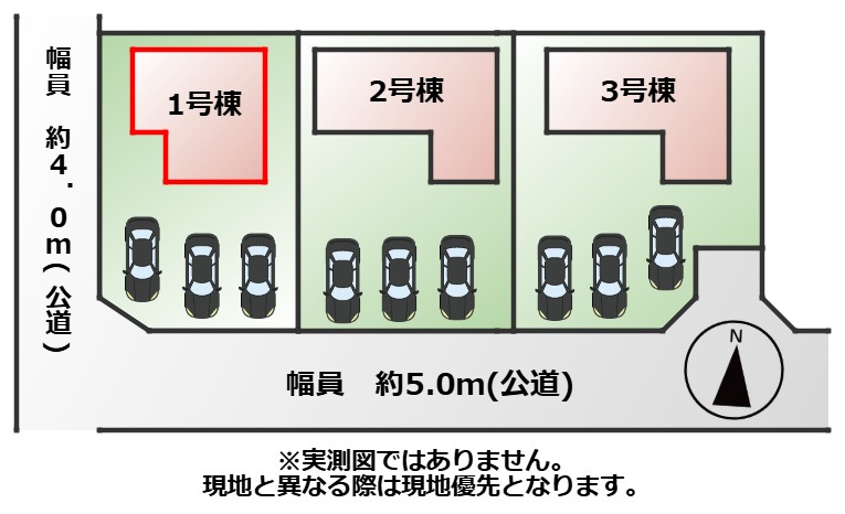 リガーレ宇都宮市西川田町3期の区画図|【全3棟】各号棟の詳細については、お気軽にお問い合わせください♪