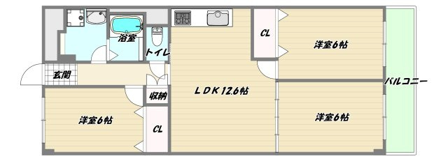 大阪市淀川区宮原４丁目の賃貸マンションの間取り
