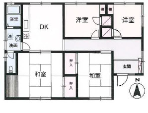 平塚市花水台　平屋中古戸建の間取り