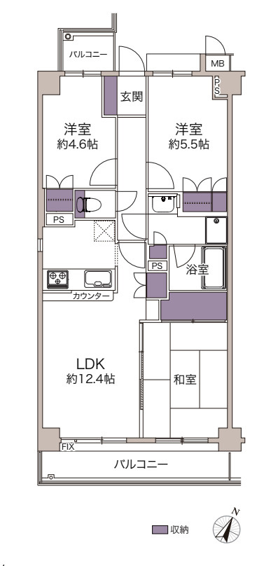 藤和シティコープの間取り|【藤和シティコープ】・3LDK・専有面積64.78m2・バルコニー面積9.75m2