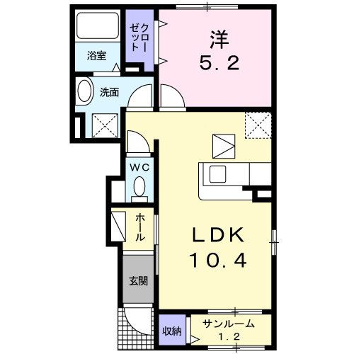 【間取り】 | フレージュ　コルソ　Ｂ