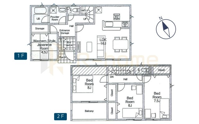 守谷市美園第2　新築戸建て　1号棟の間取り|4LDK＋全居室収納、土地面積165.01m2、建物面積98.82m2