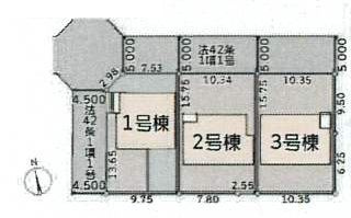 【区画図】 | 伊勢原市下落合  3号棟 | 3号棟　北側約5.0m公道　駐車並列2台（車種によります）