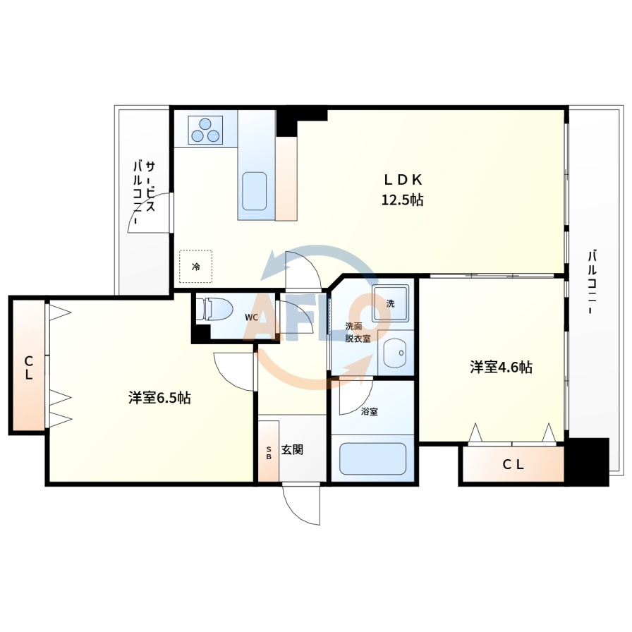 ベルデフラッツ谷町　中央小学校区の間取り|ベルデフラッツ谷町　間取り