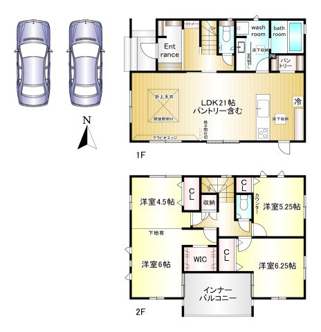 大和高田市三和町　全１棟の間取り|4LDK　土地面積：134.18ｍ2　建物面積：119.23ｍ2　駐車２台可