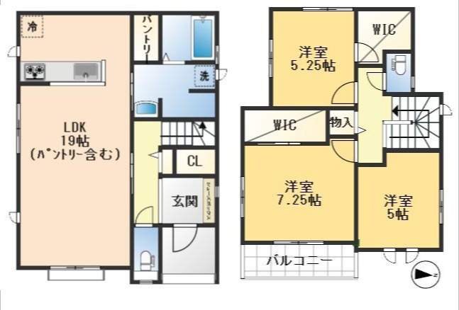 豊中市服部西町2丁目　新築戸建の間取り