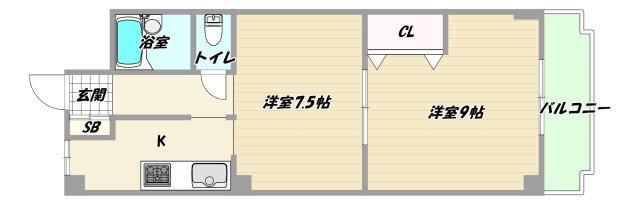 大阪市淀川区東三国２丁目の賃貸マンションの間取り