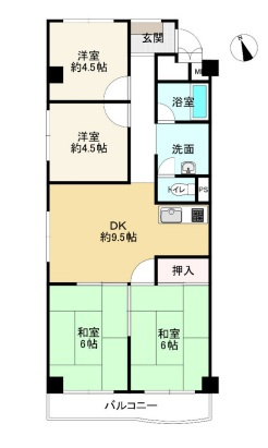 姫路市南車崎２丁目の中古マンションの間取り