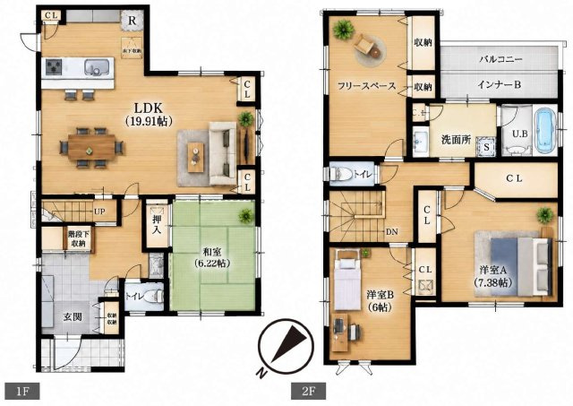 泉大津市東助松町3丁目戸建の間取り|4LDK＋ウォークインクローゼットスペース