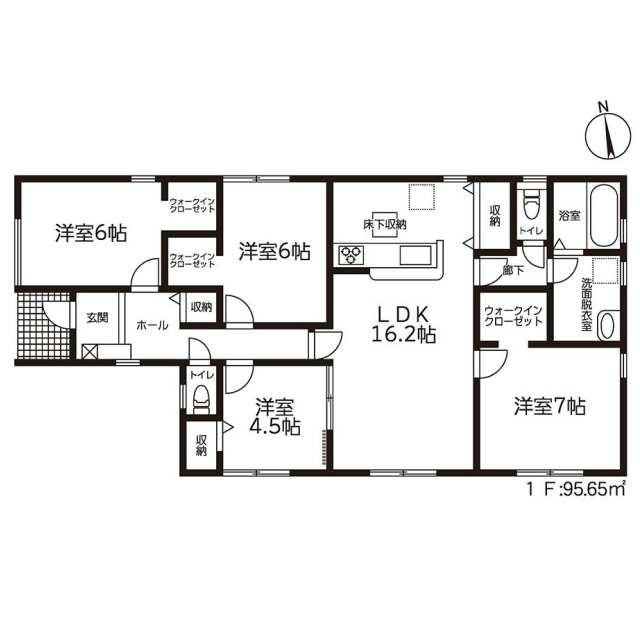 新築戸建て・仲介手数料無料）津島市高台寺町　２号棟の間取り