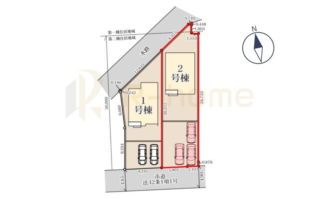 鉾田市鉾田第1　新築戸建て　2号棟の区画図|大きなお買い物だからこそ、メリット・デメリットを伝えさせて頂きます。
R-homeにお任せください♪
