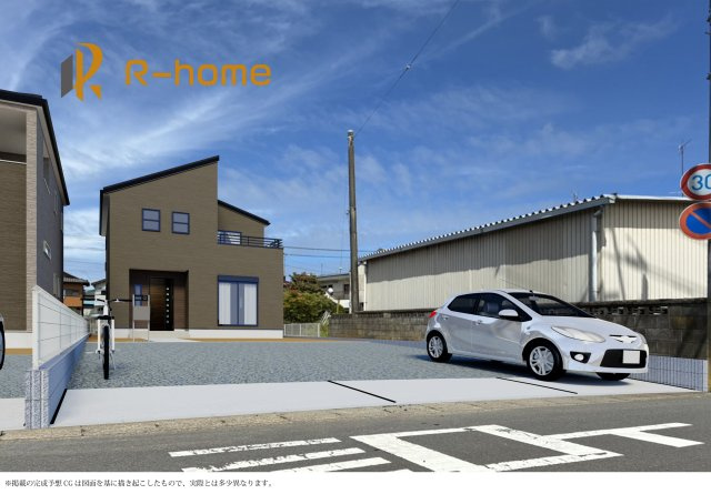 鉾田市鉾田第1　新築戸建て　2号棟の外観パース|2026年11月完成予定！近隣の同仕様完成物件をご見学いただけます♪