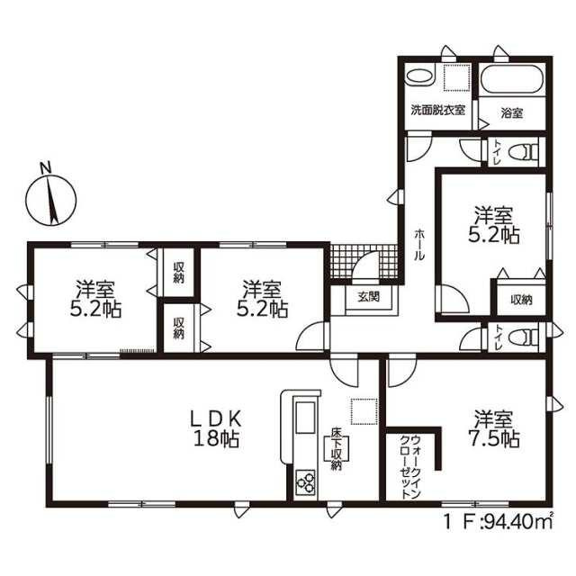 新築戸建て・仲介手数料無料）津島市高台寺町　７号棟の間取り