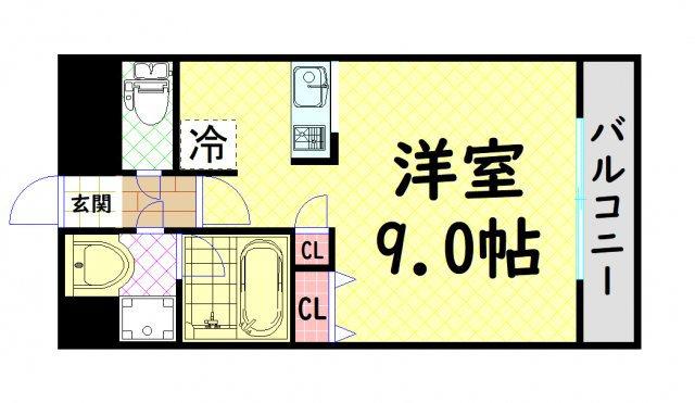 【間取り】 | コーポＹＡＨＡＴＡナンバ元町