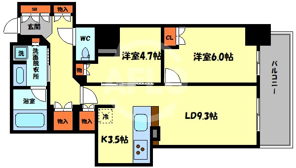 阿波座ライズタワーズフラッグ46　ＯＭＰタワー　本田小学校区の間取り|阿波座ライズタワーフラッグ46　ＯＭＰタワー　間取り