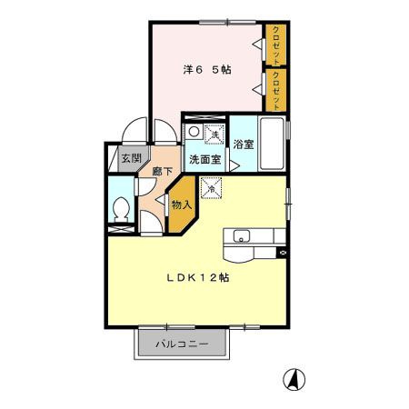 ヴィルヌーブ壱番館の間取り|使い勝手の良い間取りです♪