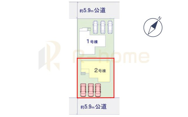 取手市藤代南4期　新築戸建て　2号棟の区画図|大きなお買い物だからこそ、メリット・デメリットを伝えさせて頂きます。
R-homeにお任せください♪
