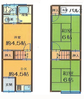 寝屋川市御幸東町貸家の間取り