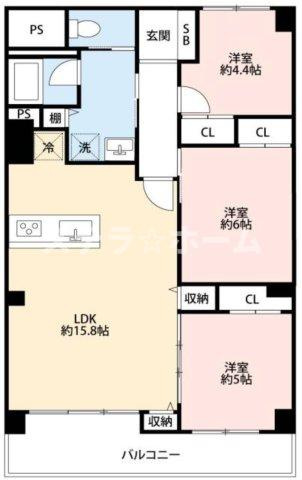 千里桃山台団地A1棟の間取り|3LDKの物件です