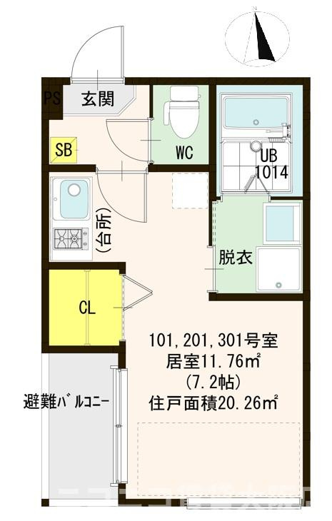 大阪市此花区伝法２丁目のアパートの間取り