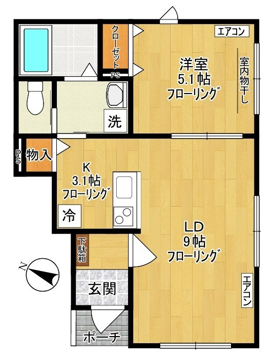 川崎市多摩区菅５丁目のアパートの間取り