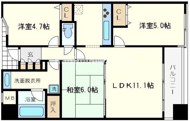 大阪市西区新町２丁目の賃貸マンションの間取り