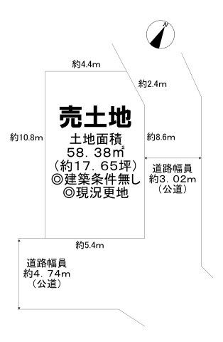 深阪６丁　売土地の土地図|土地面積約１７．６５坪！夢のマイホームを実現してくださいね♪