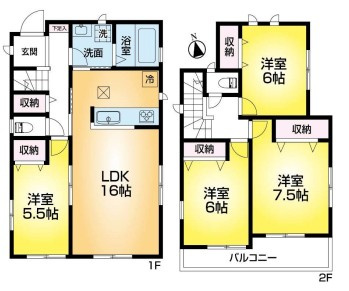 王道の4LDKで使い勝手良好　宮下2丁目　中古戸建　築2年の間取り