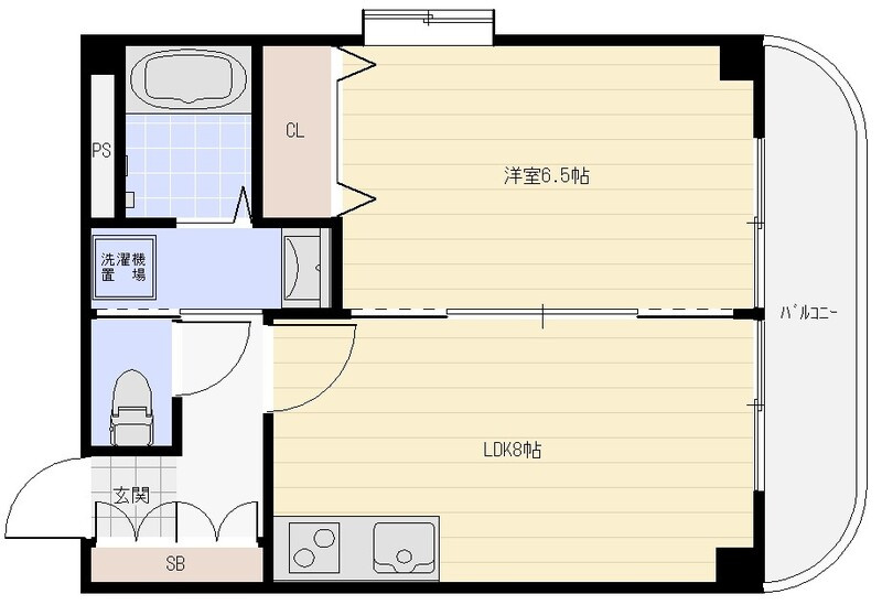 西宮市大屋町の賃貸マンションの間取り